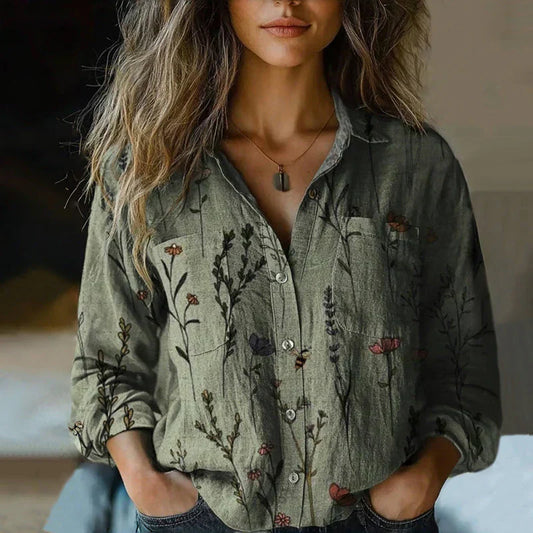 Vintage-Bluse mit Bohème-Muster