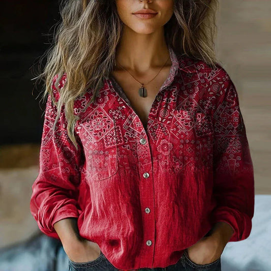 Vintage-Bluse mit Bohème-Muster